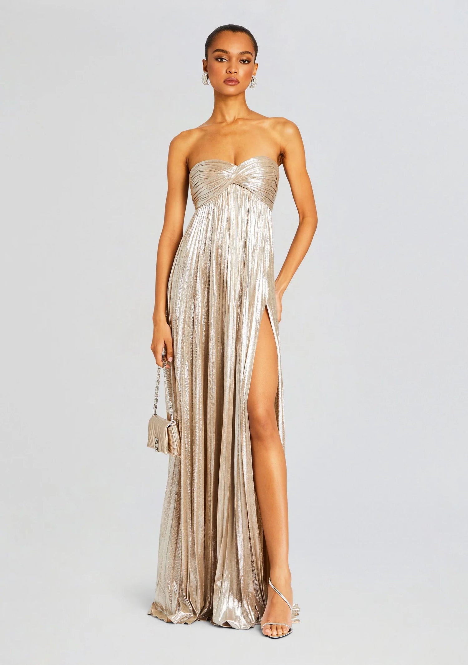 ANA | ROBE LONGUE PLISSÉE MÉTALLISÉE